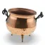 Ceaun mic din cupru vintage, model cupru cu picioare aurii, 8cm
