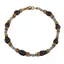 Bratara Labradorit sfere 3mm, Granat neuniform 5-8mm si Hematit auriu cuburi 3mm cu bumbi aurii