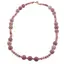 Colier Rodonit roz sfere 4-8mm cu bumbi aurii
