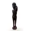Statueta vintage din lemn sculptat manual, barbat cu animal pe umar, 69cm