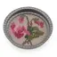 Suport pahar vintage din metal cu broderie florala roz, 9cm