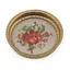 Suport pahar vintage din metal cu broderie florala portocalie, 9cm