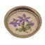 Suport pahar vintage din metal cu broderie florala mov decorativa, 9cm