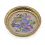 Suport pahar vintage din metal cu broderie florala mov si albastra, 9cm