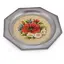 Tava vintage din metal octogonala cu broderie florala mac rosu, 21cm