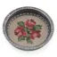 Suport pahar vintage din metal cu broderie florala rosie, 9cm