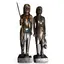 Set statuete vintage din lemn sculptat manual, cuplu tribal, 39cm