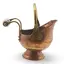 Galeata decorativa vintage din cupru cu maner din alama si portelan, 17cm