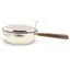 Vas cu capac vintage din metal argintiu si maner din lemn sculptat manual, 26cm