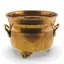 Vas vintage din alama pe picioare decorative si manere laterale, 14cm