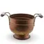 Vas vintage din cupru cu manere din portelan pictat, 27cm