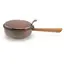 Vas cu capac vintage din cupru si maner din lemn sculptat manual, 27cm