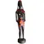 Statueta vintage din lemn sculptat manual, femeie africana cu vesmant rosu, 47cm