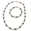 Set bratara si colier Labradorit sfere 3mm, Granat neuniform 5-8mm si Hematit auriu cuburi 3mm cu bumbi aurii