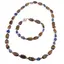 Set bratara si colier Lapis Lazuli si Ochi de tigru neuniform cu bumbi argintii, 6-12mm