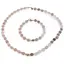 Set bratara si colier Piatra lunii piersica si gri banuti 5-6mm si Piatra Lunii alba sfere 4mm cu steluta din Hematit auriu 6mm