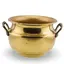 Galeata vintage din alama cu doua manere laterale, 17,5cm