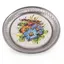 Suport pahar vintage din metal cu insertie decor flori albastre, 19cm