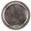Tava vintage rotunda din metal argintiu, margine ornamentala, 31cm