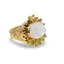 Inel din argint 925 placat cu aur 14k cu Piatra lunii centrala si Peridot cu Granat incrustate, marimea 58