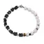 Bratara Turmalina neagra si Opal alb patratele 4-5mm cu sfere de Opal dendritic 4mm si Hematit auriu 6mm