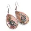 Cercei din cupru lacrima, model floare ornament turcoaz