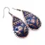 Cercei din cupru lacrima, model floral tribal albastru