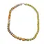 Colier Jad olive si Jasp Bumblebee patratele 6-7mm cu sfere de Citrin 3mm si Hematit auriu 6mm