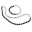 Set colier si bratara Turmalina neagra si Opal alb patratele 4-5mm cu sfere de Opal dendritic 4mm si Hematit auriu 6mm