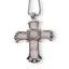 Colier cu pandantiv argintiu cruce din Cuart roz, 8cm