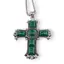 Colier cu pandantiv argintiu cruce din Malachit, 8cm