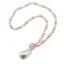 Colier Perle de Mallorca albe, roz si crem 6mm cu pandantiv