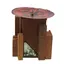 Decoratiune abstracta vintage suport lumanare din lemn si alama, 14cm