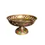 Decoratiune vintage din alama fructiera cu flori gravate pe fundal verde - 12,5cm