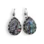 Cercei cu agatatoare model lacrima cu montura argintie, Scoica abalone - 20mm