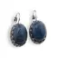 Cercei cu agatatoare model oval cu montura argintie, Lapis Lazuli - 20mm