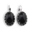 Cercei cu agatatoare model oval cu montura argintie, Onix - 20mm