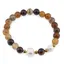 Bratara pe elastic Perle de cultura, bumbi aurii si Agat maro sfere 8mm