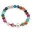 Bratara pe elastic Perle de cultura, bumbi aurii si Agat multicolor dantelat sfere fatetate 8mm