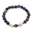 Bratara pe elastic Perle de cultura, bumbi aurii si Agat multicolor patat sfere fatetate 8mm