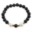 Bratara pe elastic Perle de cultura, bumbi aurii si Agat negru sfere 8mm