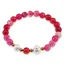 Bratara pe elastic Perle de cultura, bumbi aurii si Agat roz sfere 8mm