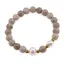 Bratara pe elastic Perle de cultura, bumbi aurii si Coral fosilic sfere 8mm