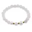 Bratara pe elastic Perle de cultura, bumbi aurii si Cuart roz sfere fatetate 8mm