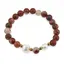 Bratara pe elastic Perle de cultura, bumbi aurii si Jasp rosu sfere 8mm