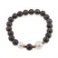 Bratara pe elastic Perle de cultura, bumbi aurii si Obsidian fulg de nea maro sfere 8mm