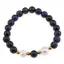 Bratara pe elastic Perle de cultura, bumbi aurii si Ochi de tigru mov sfere 8mm