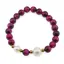 Bratara pe elastic Perle de cultura, bumbi aurii si Ochi de tigru roz sfere 8mm