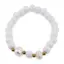 Bratara pe elastic Perle de cultura, bumbi aurii si Onix alb sfere 8mm