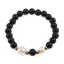 Bratara pe elastic Perle de cultura, bumbi aurii si Onix sfere 8mm
